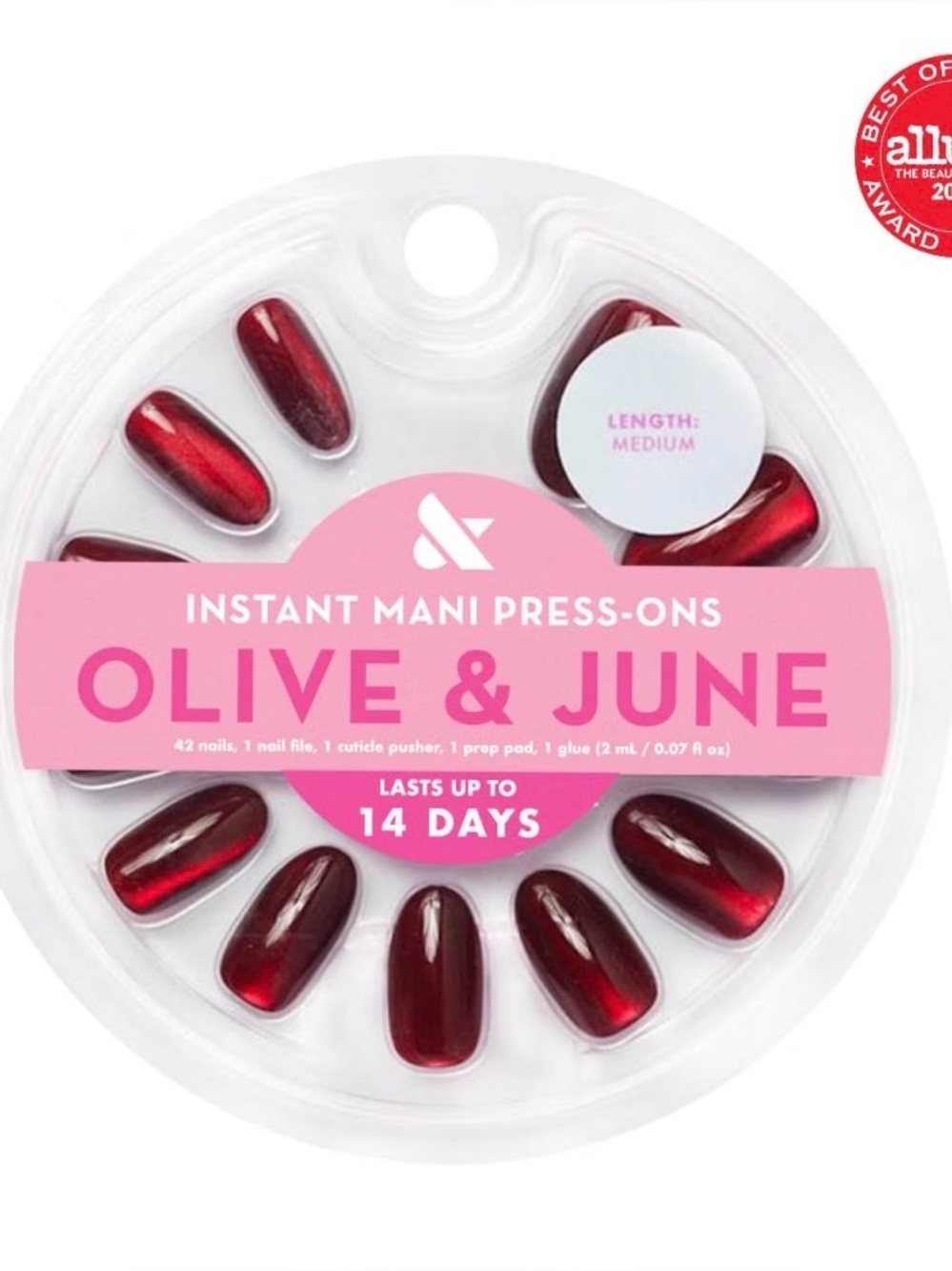 Olive and June Red cat eye press on nails